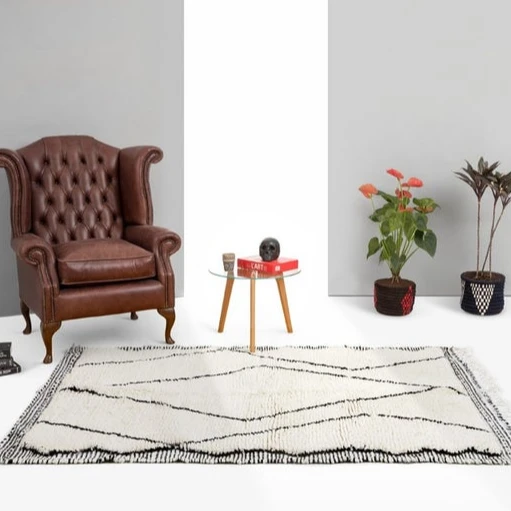 Moroccan Beni Ourain Rug White & Black