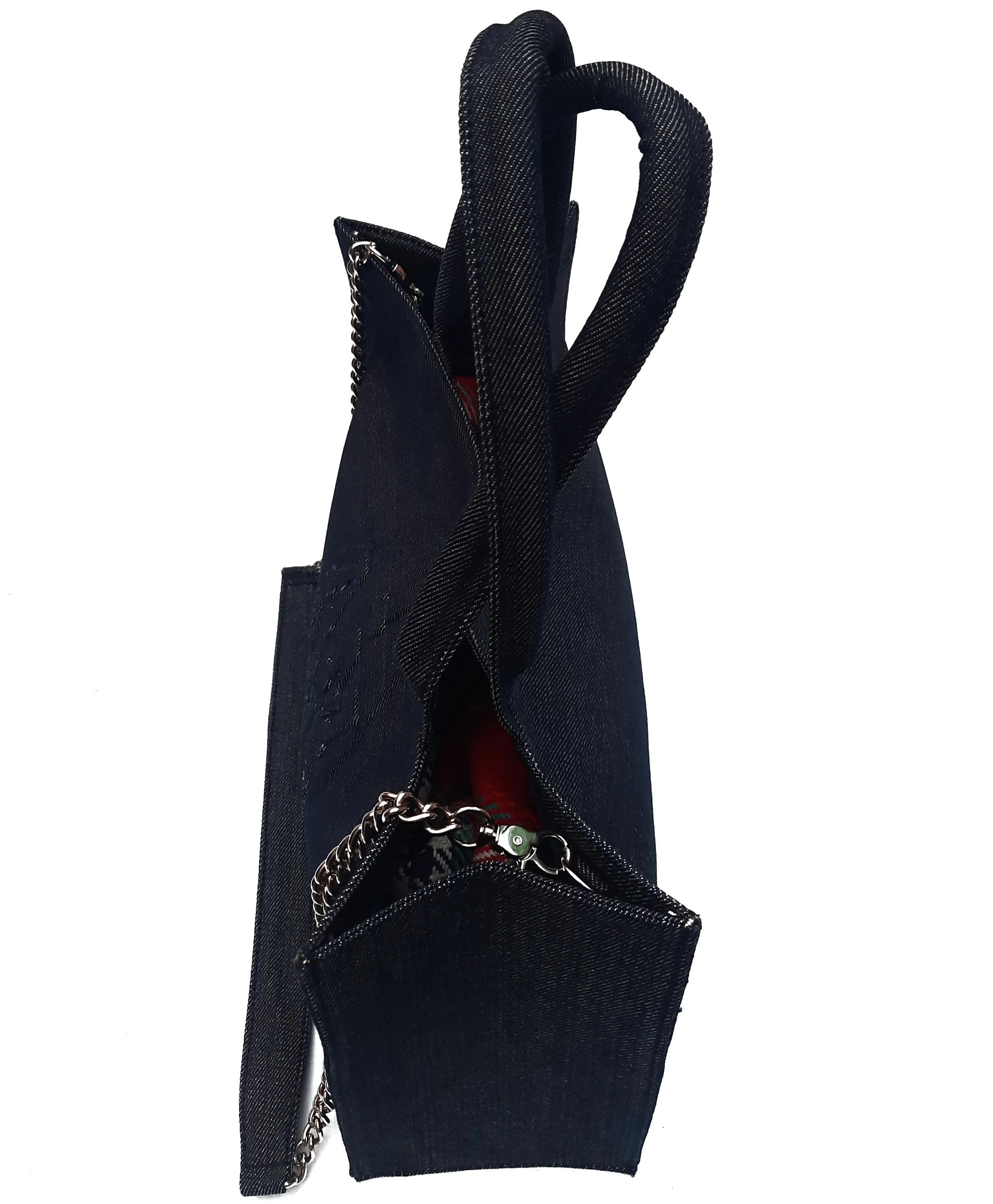 Modern Embossed Logo Blue Jeans Denim Women Handbag Large Messenger Ladies Shoulder Tote Bags Long Chain & Strap Washable Bags