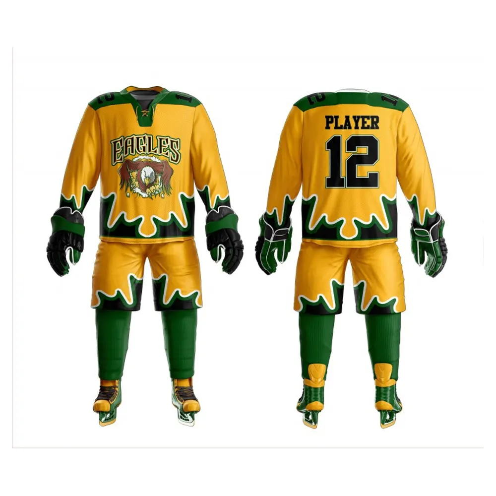 Best Sale Ice Hockey Uniform Wholesale 100% Polyester Cheap Teamwear Sublimation Hockey Jersey Cheap price best hockey Uniform