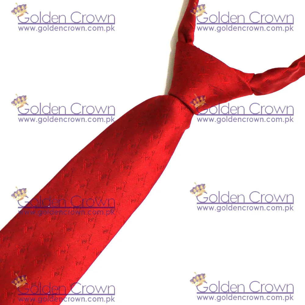 Wholesale New Design Masonic Red Silk Tie with Sq & G | High Quality Woven Ties