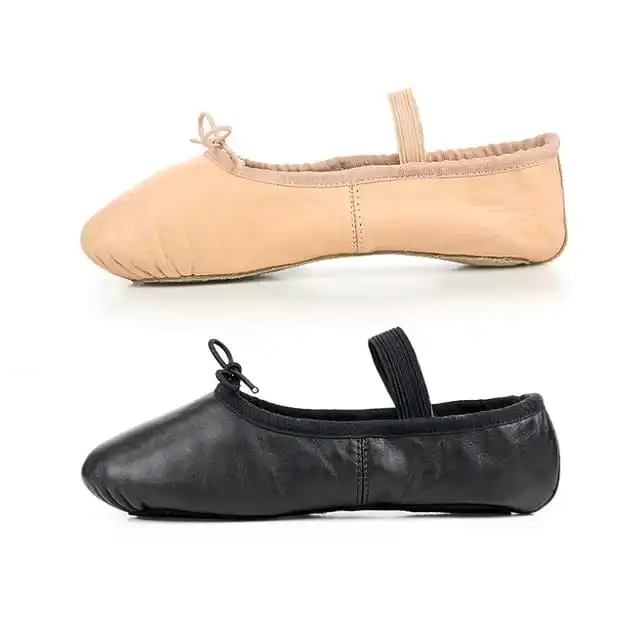 Leather Pink Ballet Full Sole Slippers Real Leather Adult Ballet Flats Ballet Sneakers Pointe Leather Women OEM PK Custom Size