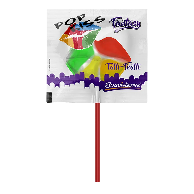 
69119 - Pop Kiss Fantasy Tutti - Frutti Flat Lollipop 10g 24x50un 