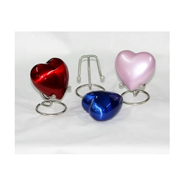 Mid Night Blue Heart Cremation Urn Colorful Metal and Wood for Ashes of Adults Babies Pets Memorial Occasions