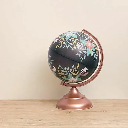 Brown Marble and Metal Traditional Globe