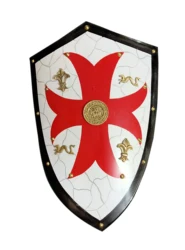 Knight Templar Royal Crusader Shield - Red Cross Heavy Cavalry Combat Ready For Battle Armor Shield Arms Costume