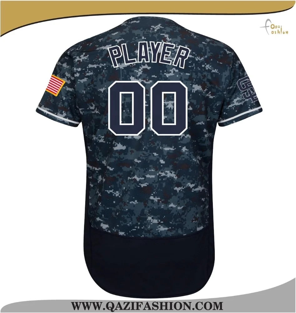 Custom School College Team Baseball Jerseys Sublimation Camouflage Full Button Uniforms
