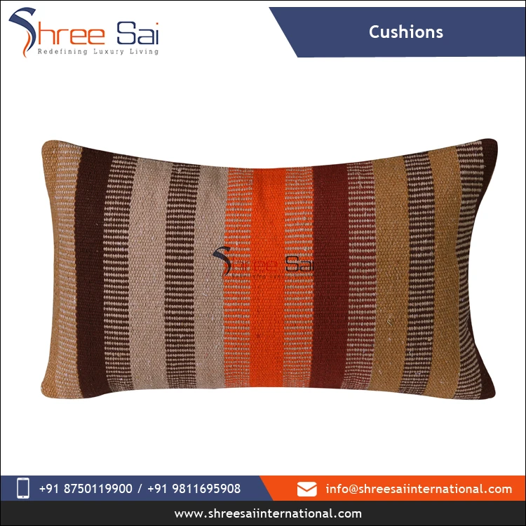 Best Quality Rectangular Shaped Hand Woven Wool & Cotton Cushions and Pillows from Indian Supplier