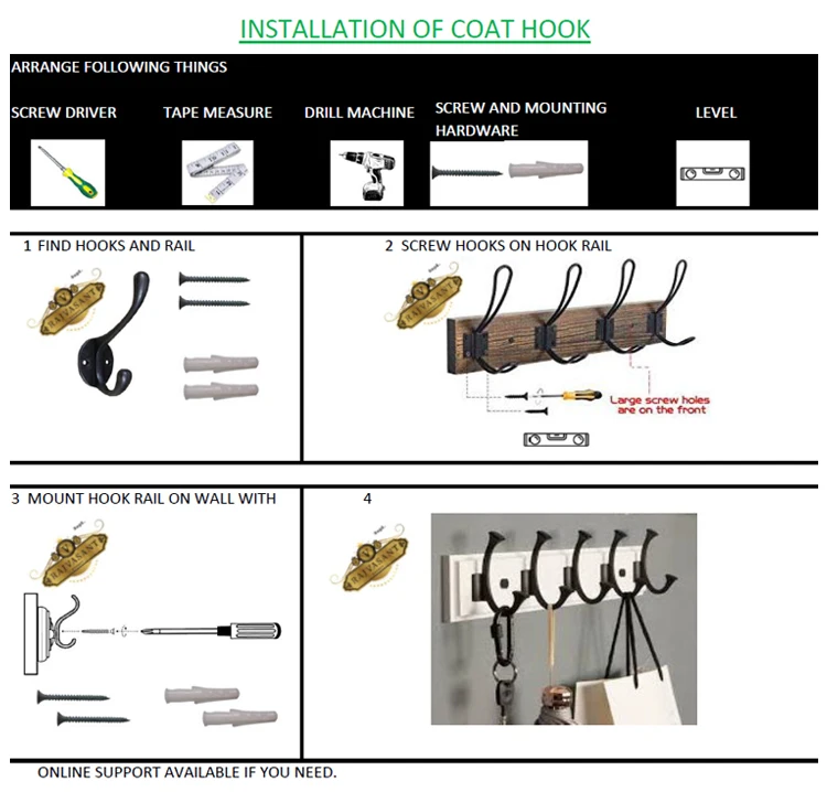 Wall Rack Mount Antique Design Cast Iron Double Coat Hooks from Top Supplier