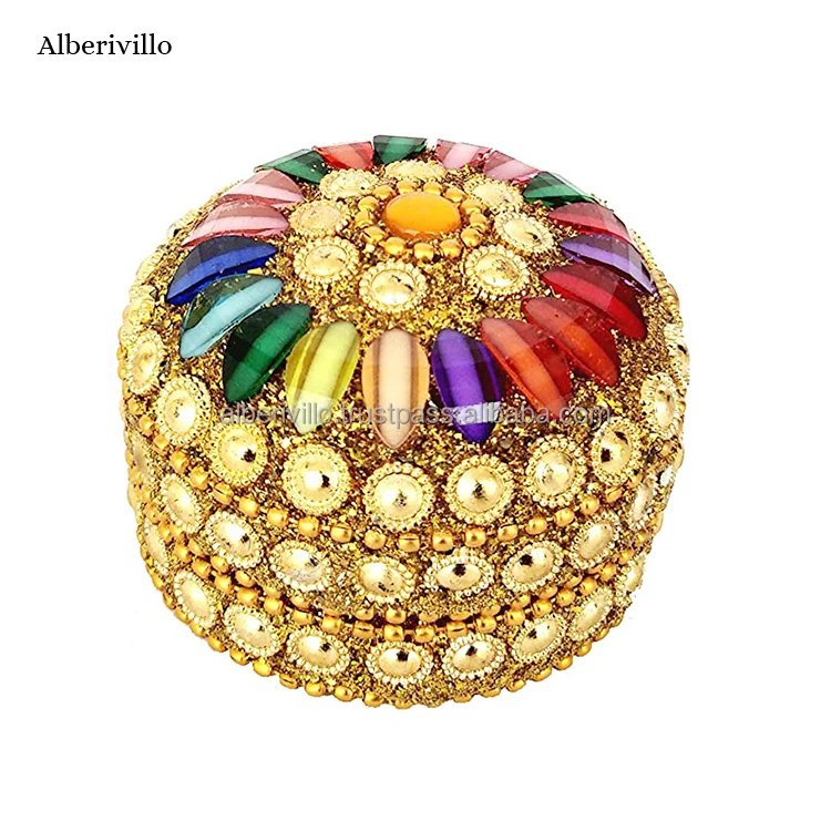 Готово к отправке упаковка для ювелирных изделий и витрины Лак Блеск бисера коробка раджастани шкатулка украшений декоративные драгоценный камень хранения