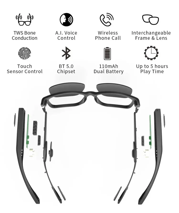  Спортивные mp3 спикер солнцезащитные очки bluetooth Музыка костной проводимости смарт-очки