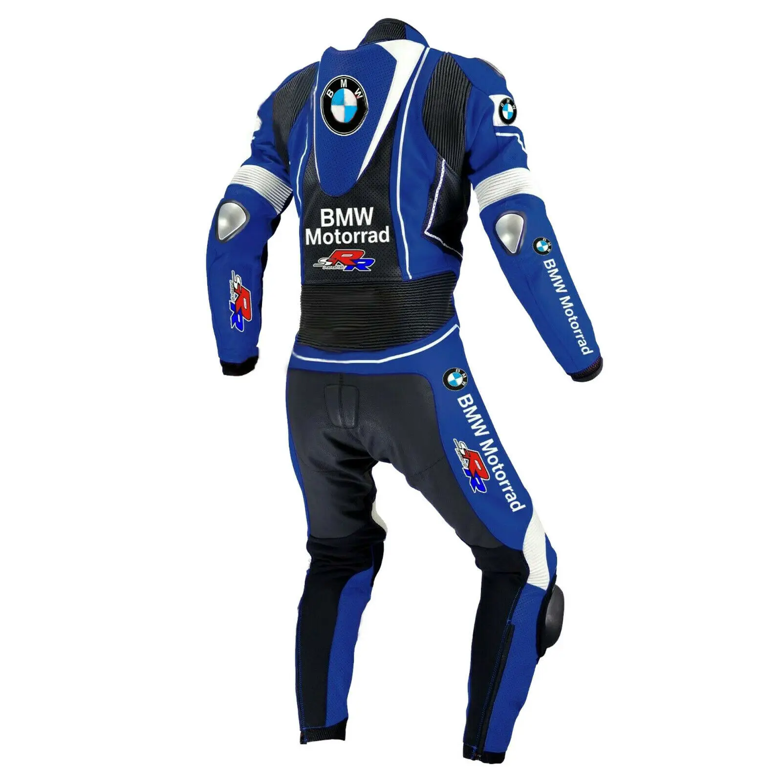 Genuine Cowhide Leather motorcycle racing jacket with Safety Pads on knees and Stretch panels  at the waist(SS-008)