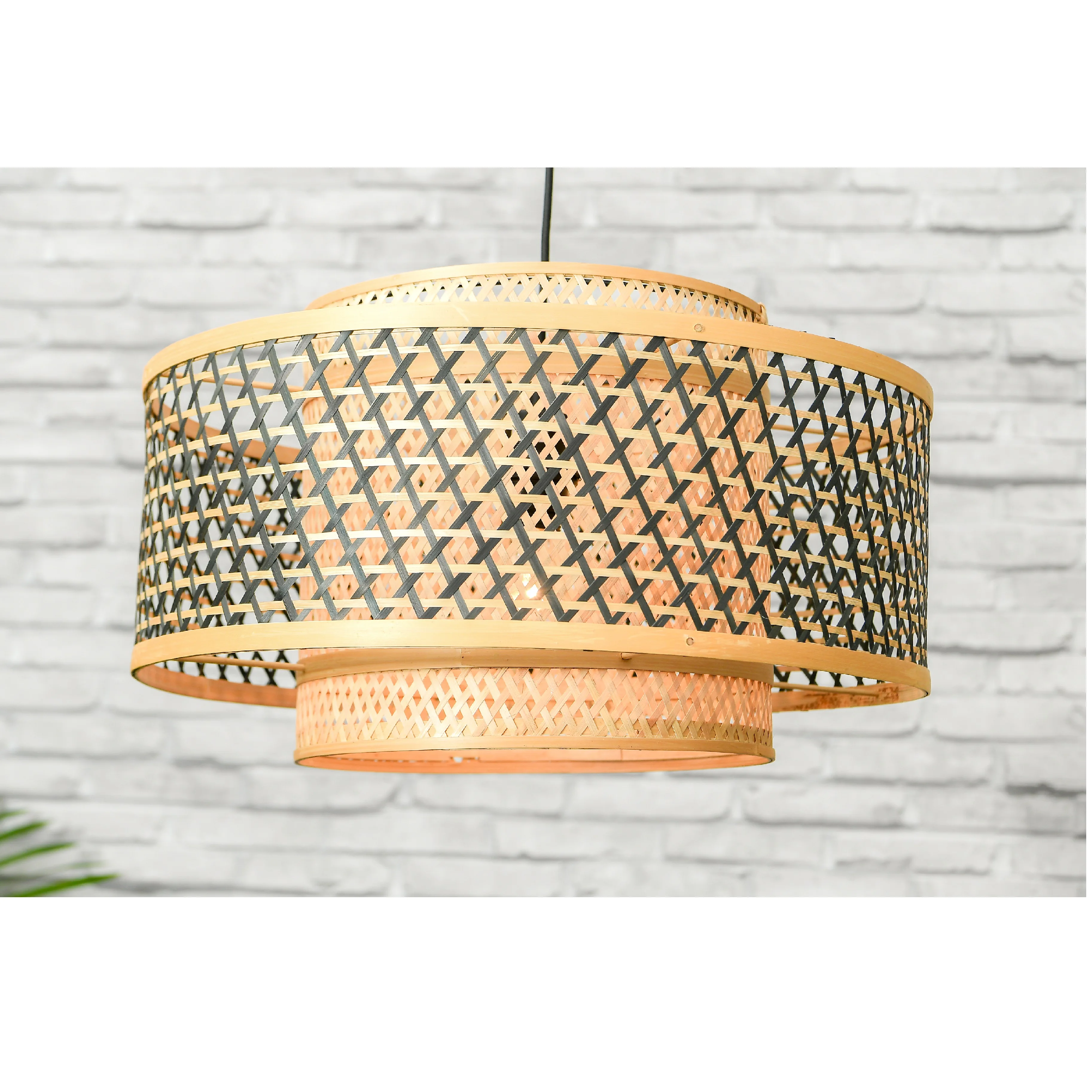 Best Price Celling One Layer Vintage Style Natural Bamboo Flat Circle Home Decoration Handicraft Lamp made in Vietnam for sale