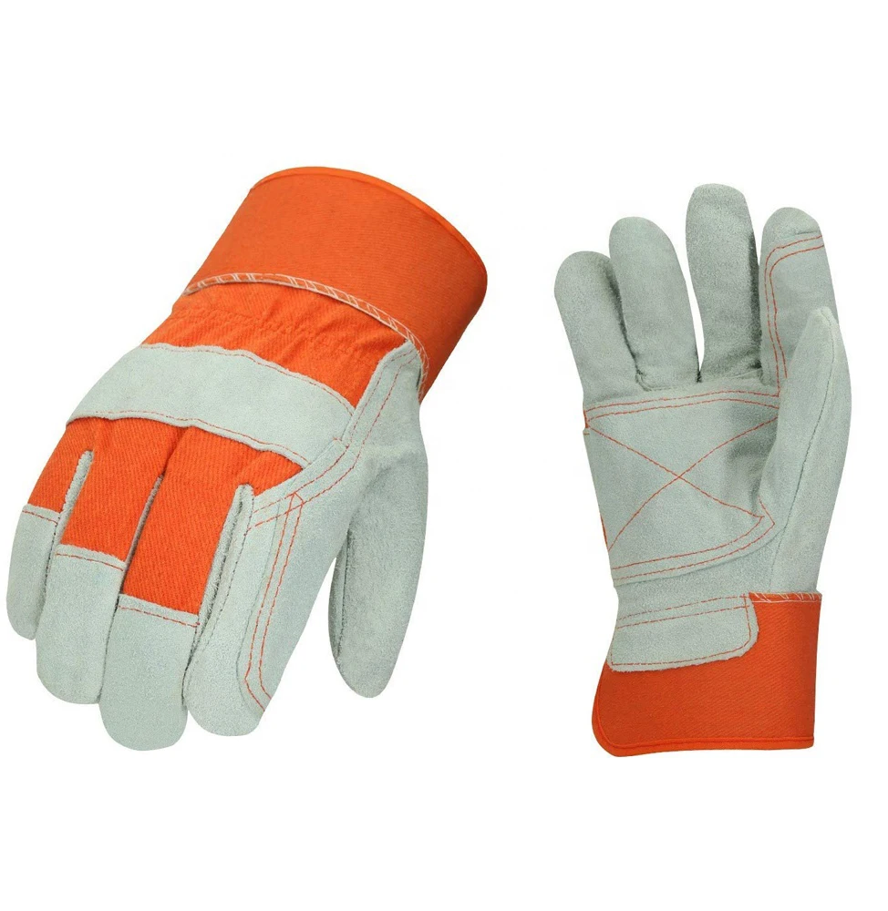 Зимние Рабочие перчатки из коровьей спилковой кожи защитные с резиновыми манжетами промышленная безопасность