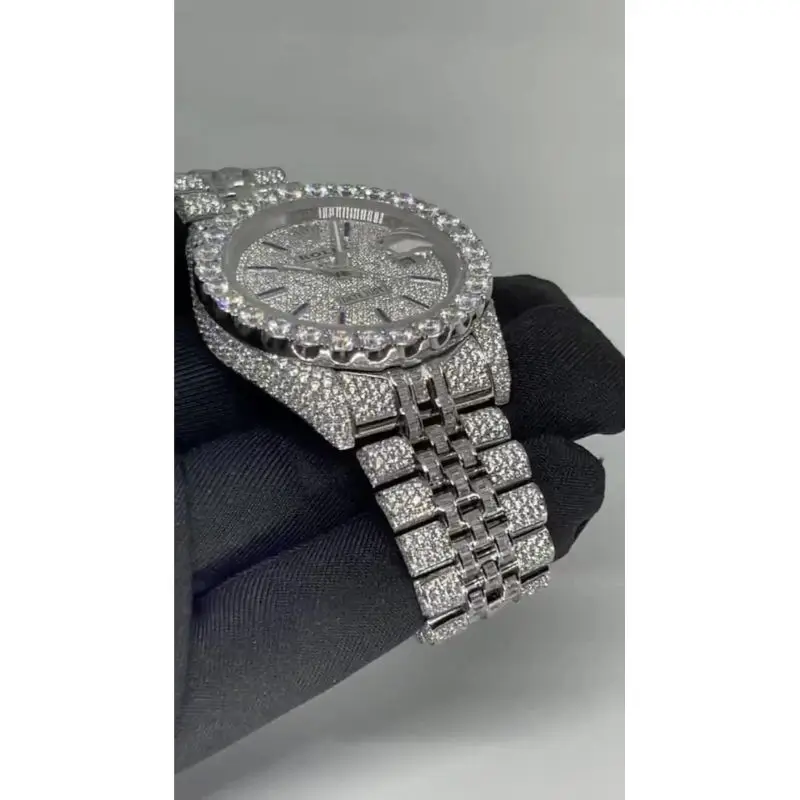 GH VSSI настоящий бриллиант часы для мужчин и женщин 14-18 лет Алмазный КТ в стиле «хип-хоп» кварцевые из нержавеющей стали мужское кольцо с бриллиантами наручные