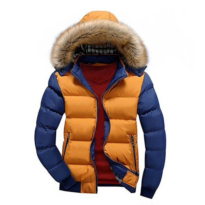 Latest Style Brand New Mens Warm Down Cotton Jacket Fur Collar Padded Winter Coat Outwear Hooded wholesale puffer jacket