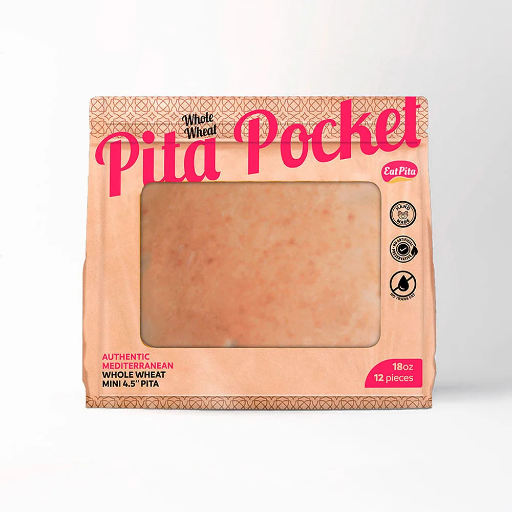 Eat Pita Hand Crafted Wholesale High Quality Baked Pita Pocket Mini 4.5 Inches Whole Wheat Made in USA