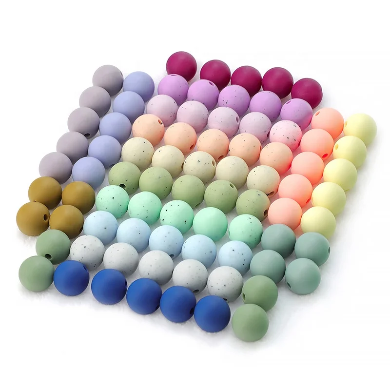 High Quality 9mm 12mm 15mm 19mm Round Teething Beads BPA Free Baby Chewable Beads DIY Pacifier Chain Silicone Beads