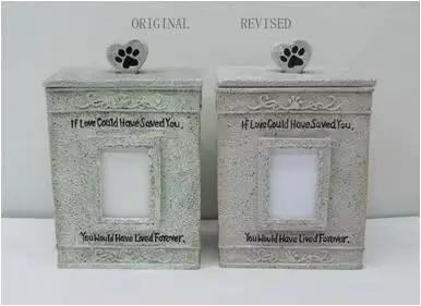 SMALL MEDIUM SIZE POLY RESIN STONE COLOR MEMORIAL GRAVE ASH BOX CINERARY CASKET FOR DIED PET ANIMAL DOG CAT PUPPY KITTY STATUE