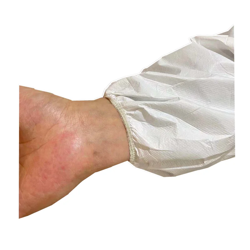 Одноразовый эластичный костюм на запястье пинетка и капюшон белый комбинезон (средний)