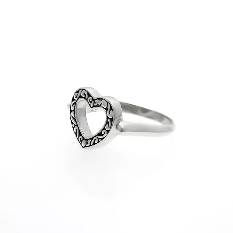 Balinese Simple Heart Sterling Silver Ring