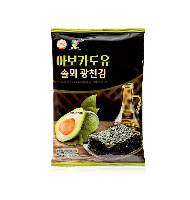 Корейская жареная и приправленная мойка solmy (Shushi Nori), закуска из водорослей С Маслом Авокадо, полный размер 20 г, 5 листов