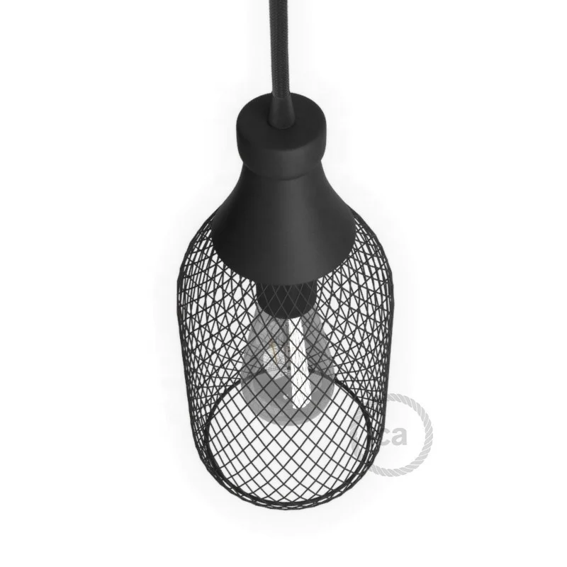 Bottle shaped naked light bulb cage
