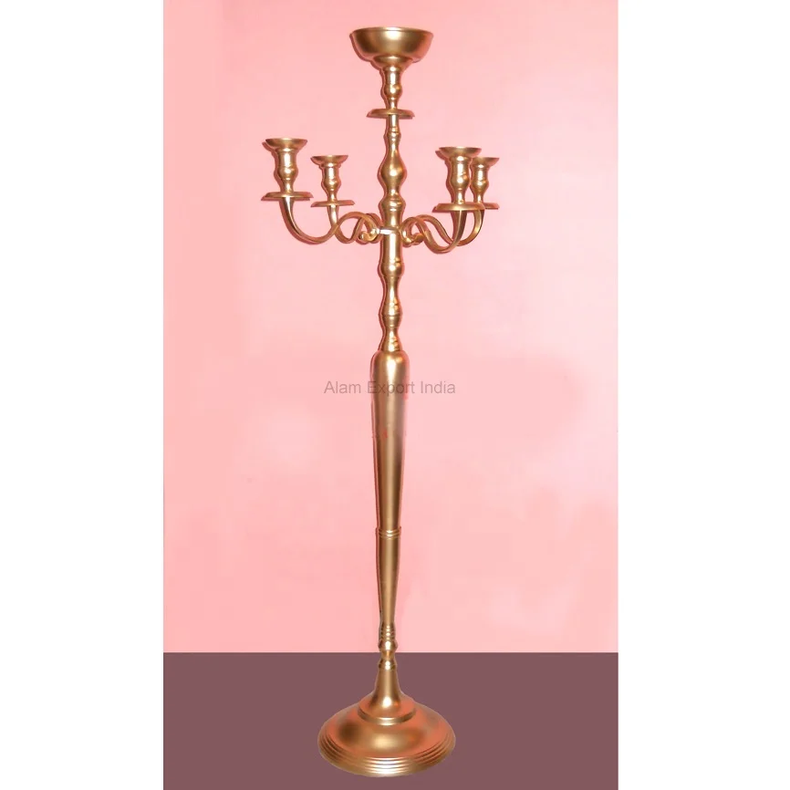 gold plated tall centerpiece wedding handmade flower bowl candelabra