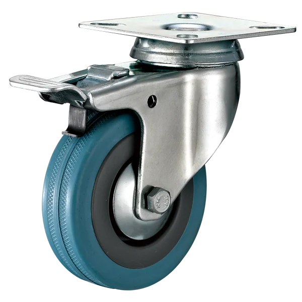 Light Duty Top Plate Swivel Gray PU Industrial Caster Wheel