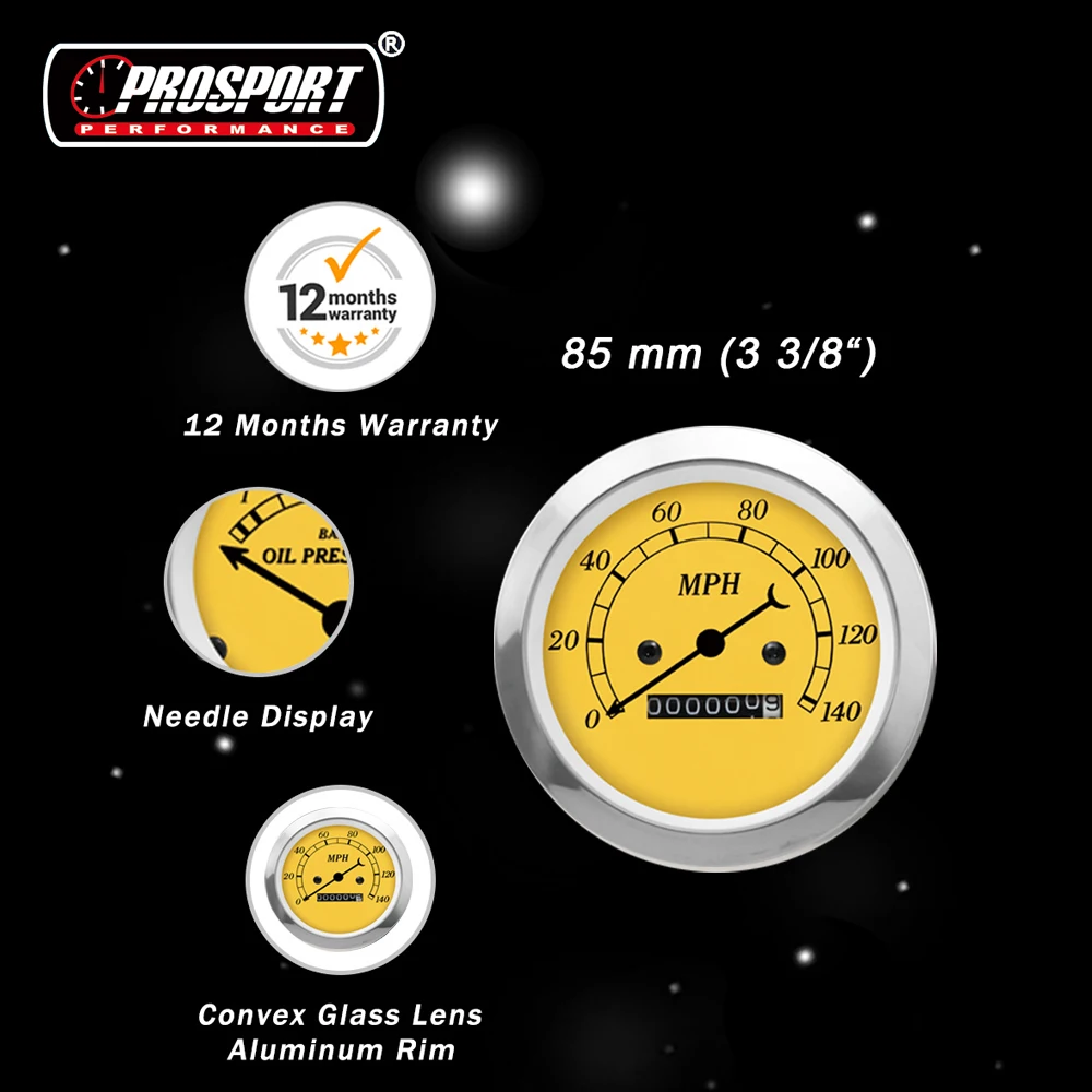 85 мм УФ-фильтр 52 с классической серии желтое лицо черный игольчатый указатель уровня комплект 6 метров содержит Электрический Спидометр Тахометр Температура воды Датчик Вольт