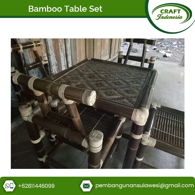 Factory Supply Top Sale Durable Modern Bamboo Dining Table Set