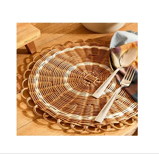 Маленькая плетеная подставка из ротанга для горячих чашек вашего дома натуральный ротанговый цвет