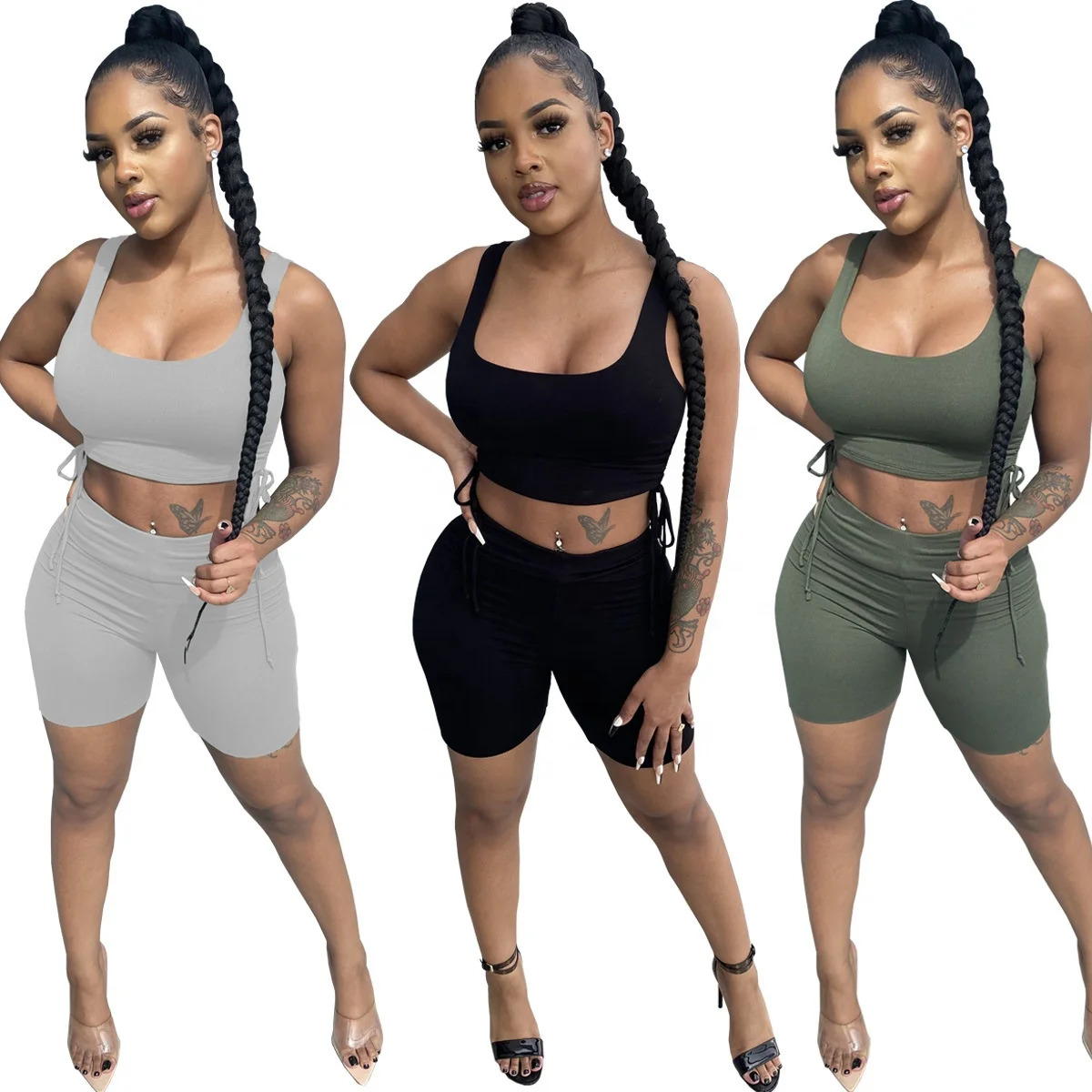  Женский спортивный комплект из бюстгальтера и велосипедного Шорта полиэстера спандекса с логотипом на заказ двух предметов шорты бюстгальтеры для занятий йогой