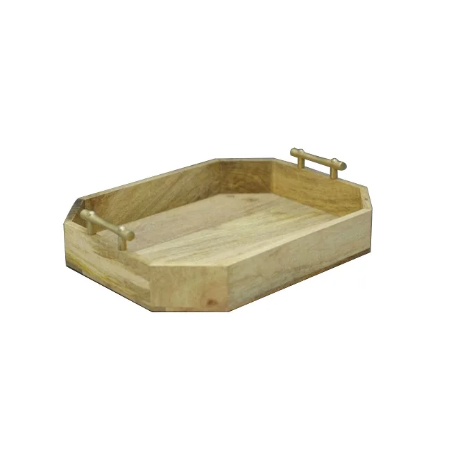 Высококачественный деревянный поднос гексагональные формы подносы для завтрака и закусок набор из 3 сервировочных подносов обеда вечеринки