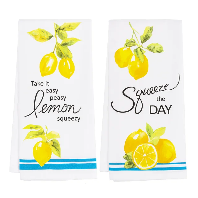 White Cotton Kitchen Towel Lemon Squeeze printed Kitchen Dish Towel