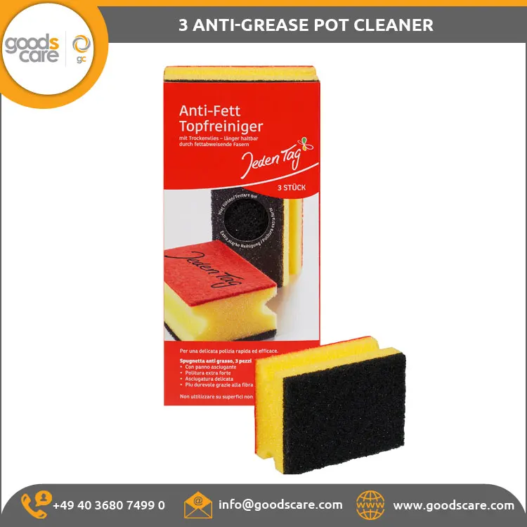 High Quality Private Label Cleaning Brush 3 Anti-grease Pot Cleaner Made in Germany