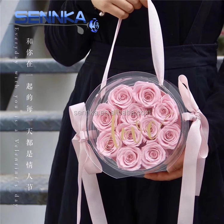 Floristic Decoration Material 10cm Pure Color Preserved Rose Head Flower Box