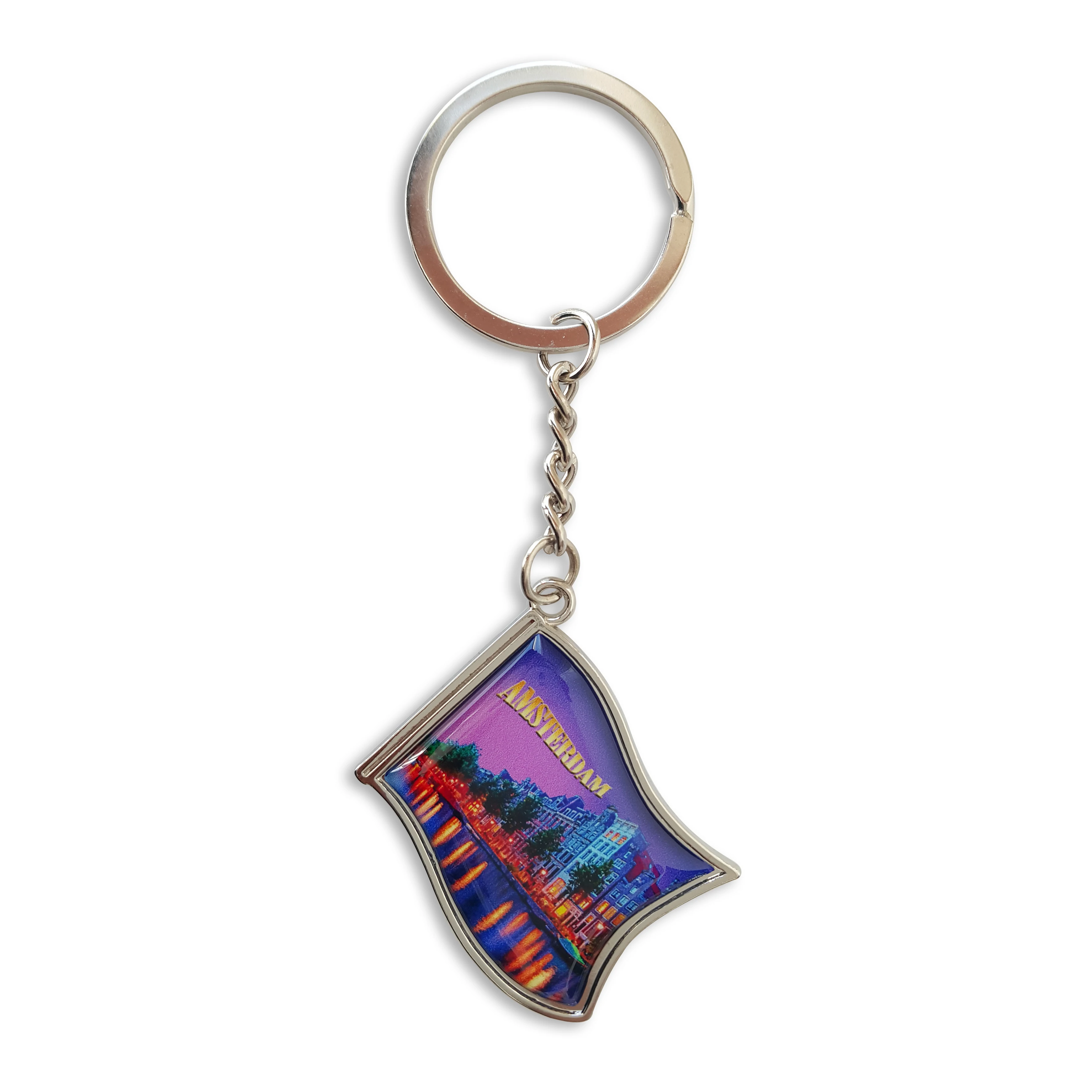 High Quality Metal Flag Keyring with Epoxy