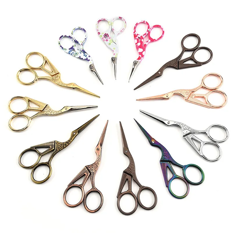 Stainless Steel Sharp Tip Stork Scissors  Tools Dressmaker Shears Scissors for Embroidery Duck Style Fancy Scissors With Gold