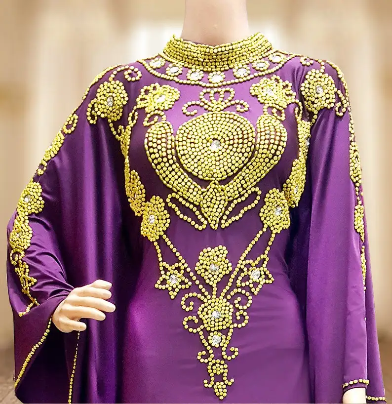 
Beading Caftan Moroccan Kaftan Front Open Abaya 