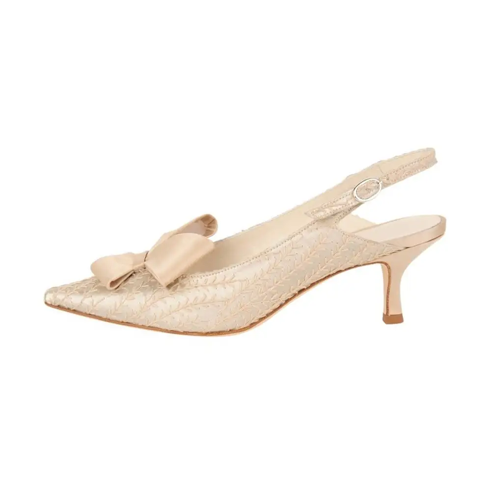 2020 Elegant model new style women shoes design bow tie ladies heel pointed toe footwear sandals made in Spain