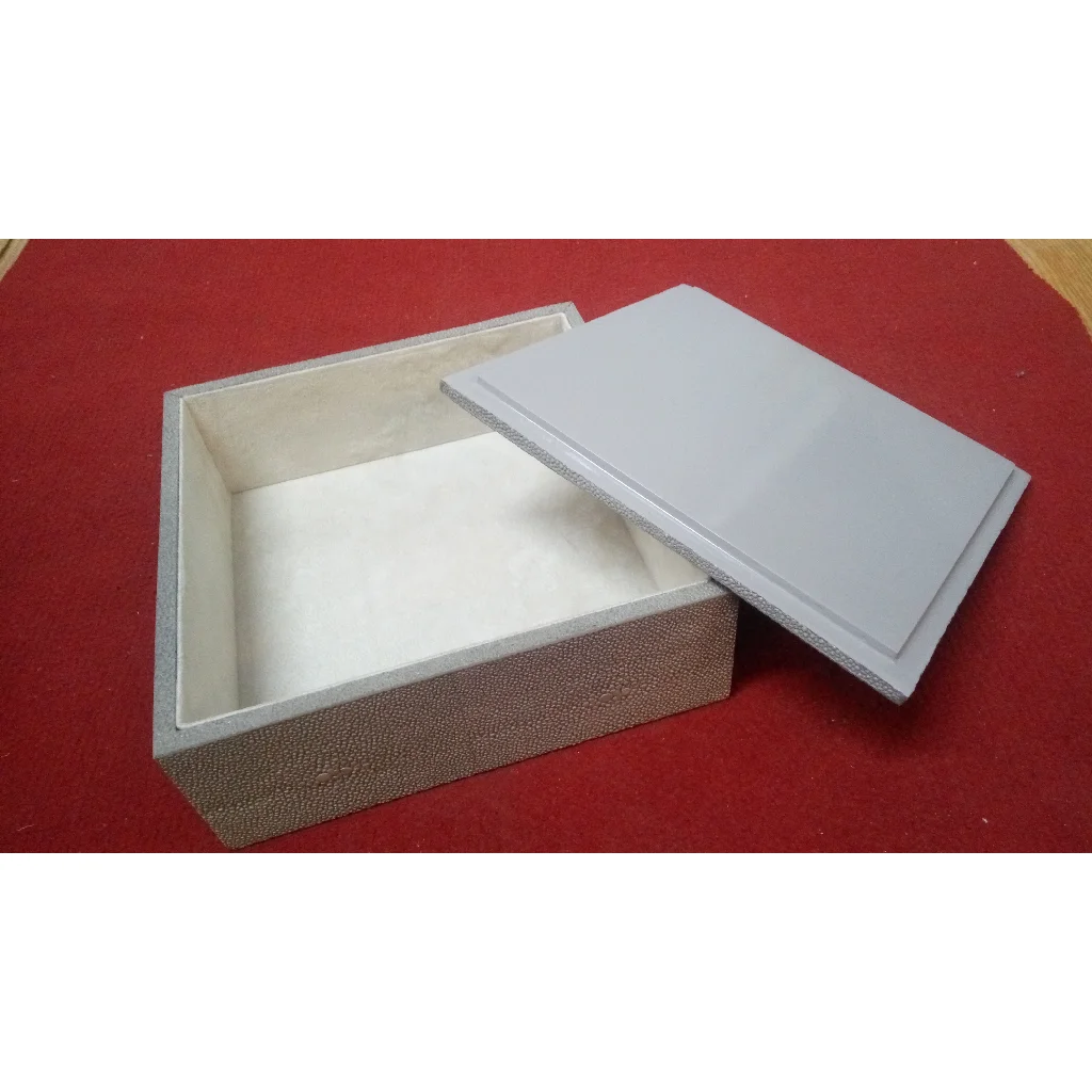 Легкий серый уголь искусственная шагреневая шкатулка модель 007 МДФ + шагрен бархат 0 19x0 07 шарнирная бумага без квадранта