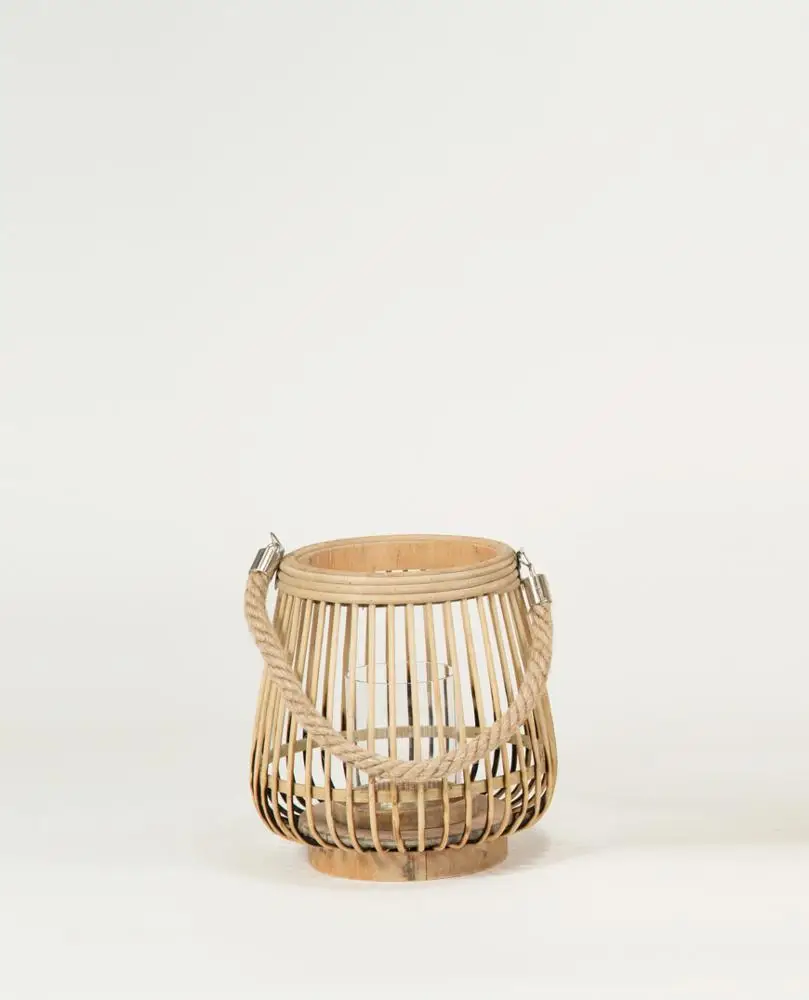 Set of 3 Simple Bamboo Lanterns with Rope