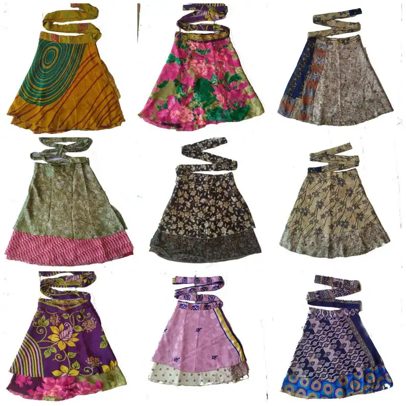 Индийские шелковые мини-юбки для женщин, одежда, повседневная одежда, юбки для девочек