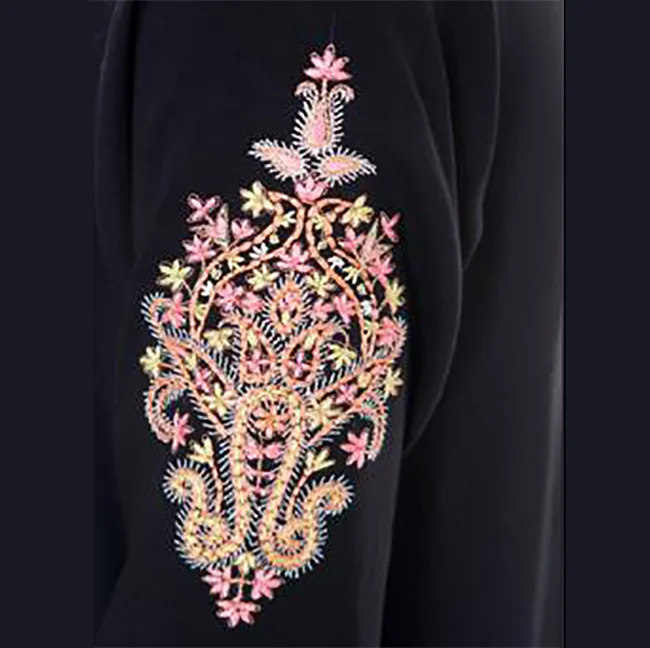 latest design Islamic wear Abaya with subtle Embroidery on Sleeves in eco-friendly bamboo or organic cotton for Muslim woman