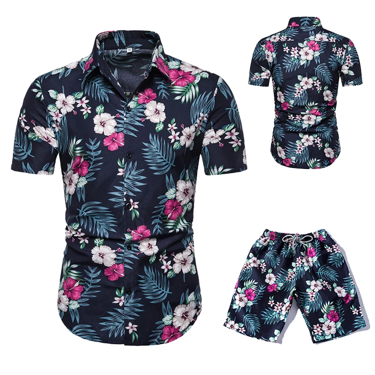 Fashion Printing Floral Casual Top Designer Bangladesh Hawaii Clothing Men Shirts And Shorts