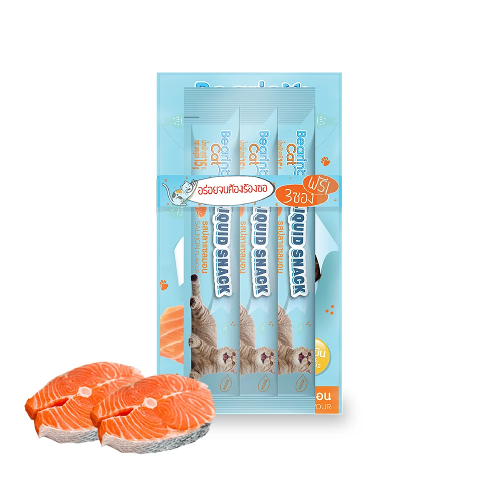The Best Premium of BEARING Cat Liquid Snack 15 g. (11 pcs per pack) Seafood Lobster Flavor from Thailand