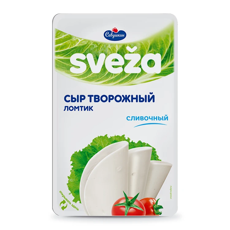 Curd cheese Belyj for salad creamy sliced fat content in dry mass 50%