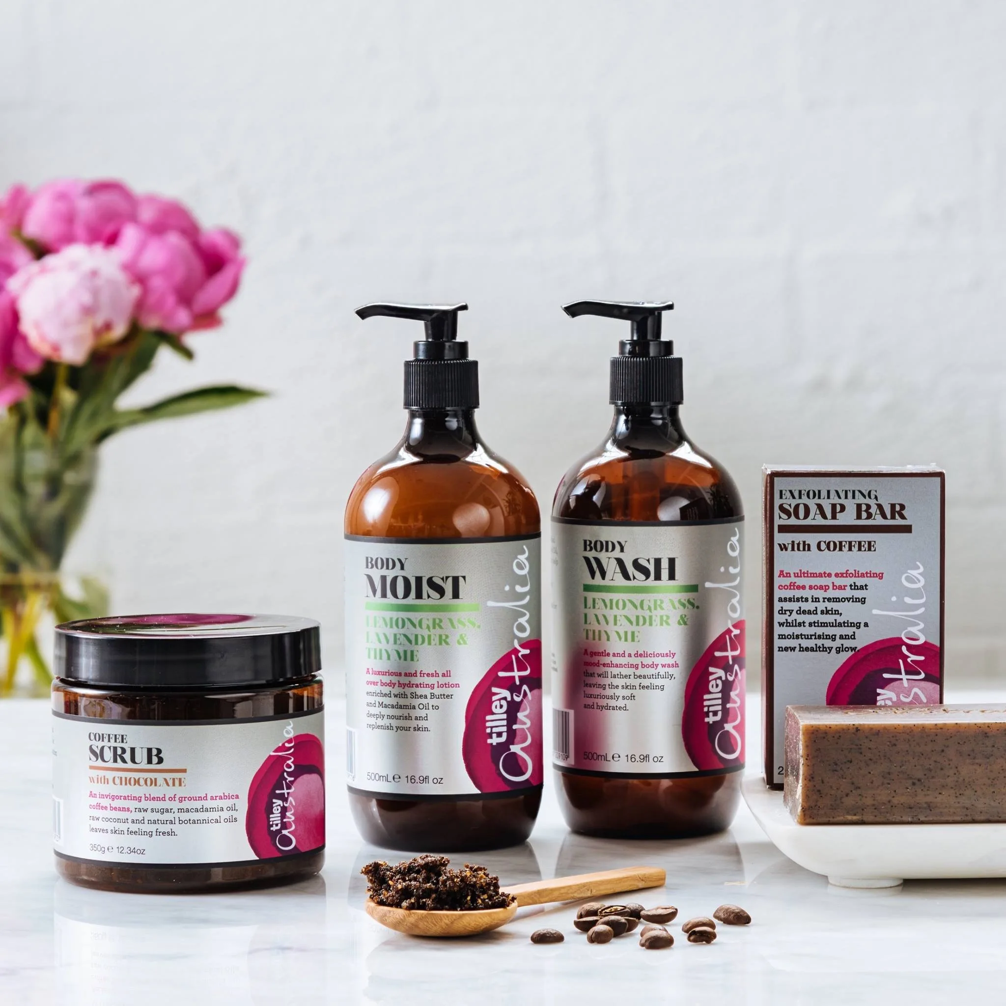 TILLEY - Coffee Scrub - Coconut - Chocolate - Blood Orange - Peppermint - 350g - Body Scrub - Coffee Bean