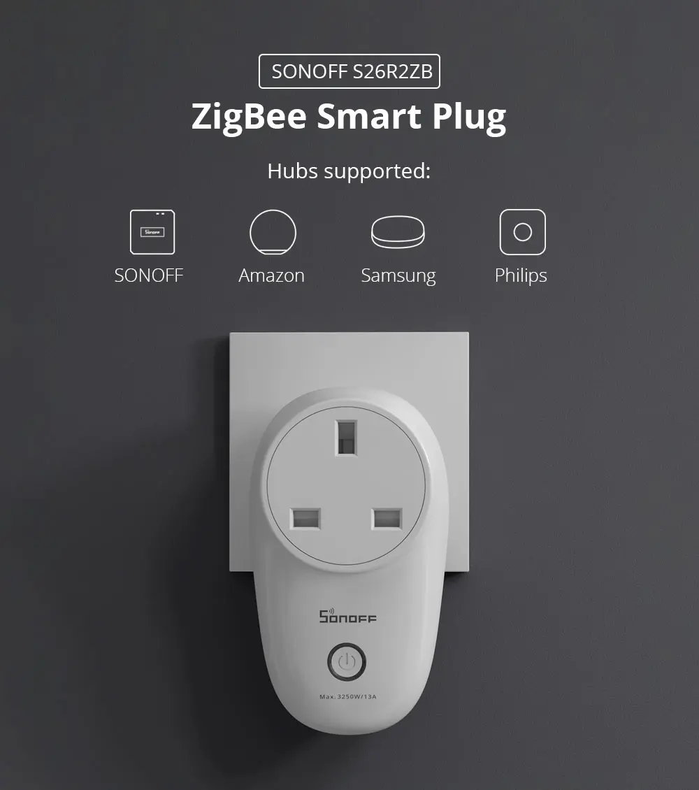 Sonoff S26R2ZBTPF Smart Plug 16A Smart Home Smart Timing Socket Outlet Zigbee 3.0 Work With Alexa Google Home Ewelink App