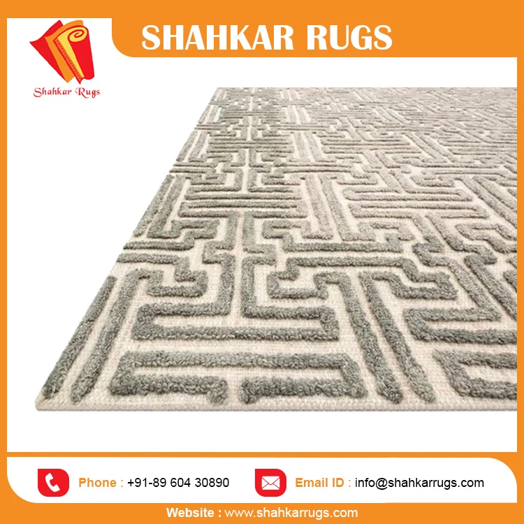 Latest Design Rugs EHR 03 Stone Sand Hand Tufted Modern Design Rugs From India Manufacture